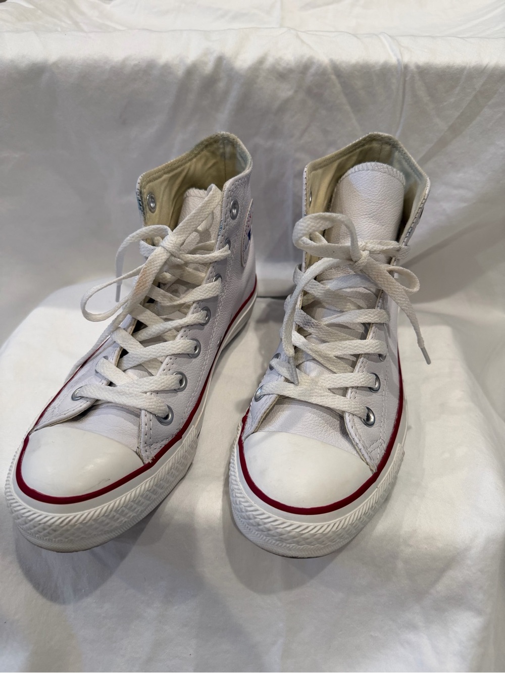 Converse White Leather High-Top Sneakers